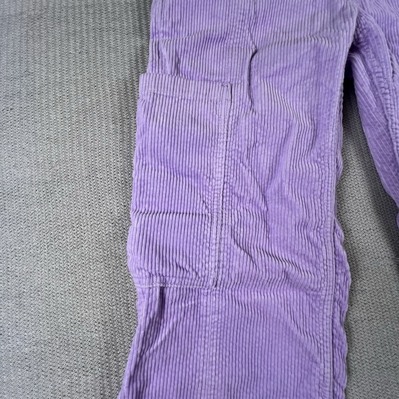 Y2K Corduroy Cargo Pants 100% Cotton Lilac Womens 5 Retro Wide Leg Baggy Trendy - Picture 3 of 9